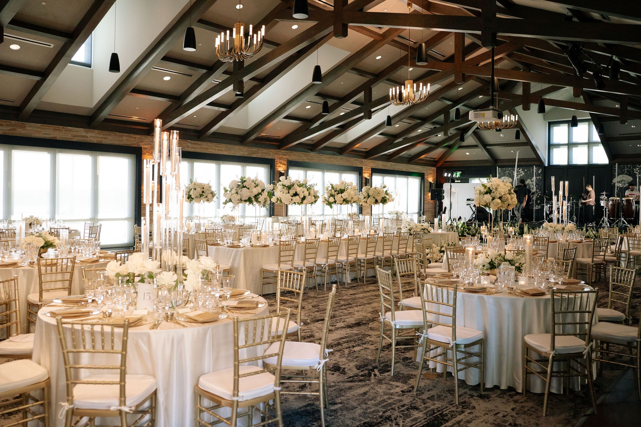 Elegant wedding reception venue setup